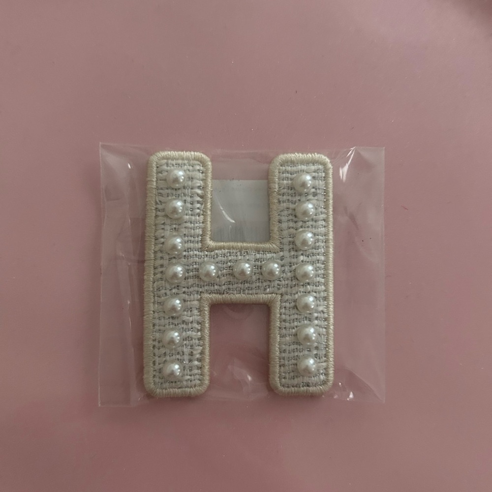 Stoney Clover Lane White Pearl Embellished Letter H Patch